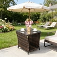 thumbnail image 2 of Ktaxon Side Table Porch Square Side Coffee Table with Glass Top, Rattan End Table for Outdoor and Indoor, Brown, 2 of 9