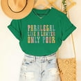 thumbnail image 2 of Lovskoo 2024 Summer Tops Womens Fashion Short Sleeve Round Neck Trendy "Paralegal Like A Lawyer Only Poor" Printed T-Shirt Casual Loose Shirt Tops Green 2XL, 2 of 7