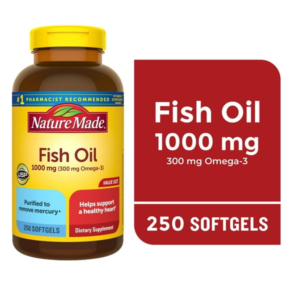 Nature Made Fish Oil 1000 mg Softgels, Fish Oil Supplements, 250 Count