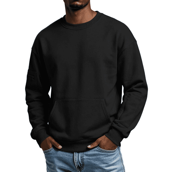 Sweatshirt for Men Fall Winter Trendy Casual Crewneck Long Sleeve Multi Pocket Lounge Workout Pullover Sweatshirts,Size S-2XL