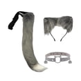 thumbnail image 2 of Conjunto de 3 piezas de orejas y cola de , disfraz de cosplay para fiesta de actuación en escenario Gris blanco, 2 of 9
