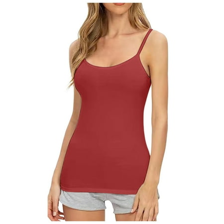 Youmylove Trendy Womens Tank Tops Built-In Bra Padded Camisole Yoga Tanks Tops V Neck Cami Top Dressy Casual Shirts