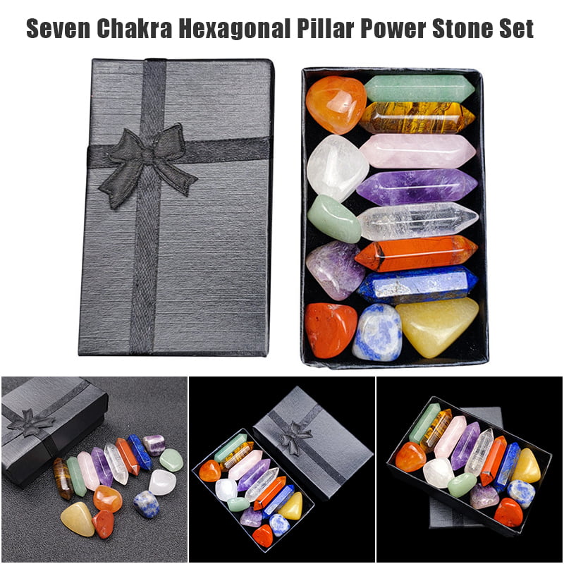 Healing Crystals Set Mother's Day Gift Meditation Stone Yoga Amulet with Gift Box Chakra Stones 7 Chakra Stone Set