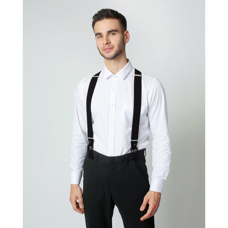 Black Elastic Convertible Suspenders (Long)