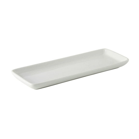 Tuxton China BPZ-1341 Tray, 13-1/2" x 5" x 1-1/4" H, rectangular, rolled edge, microwave & dishwasher safe, oven proof, fully vitrified, lead-free, DuraTux, Porcelain White, Pack of 12