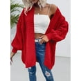 thumbnail image 6 of Women's Oversized Cardigan Sweater Front-Open Knitted Lantern Long Sleeve Thick Jacket, 6 of 6