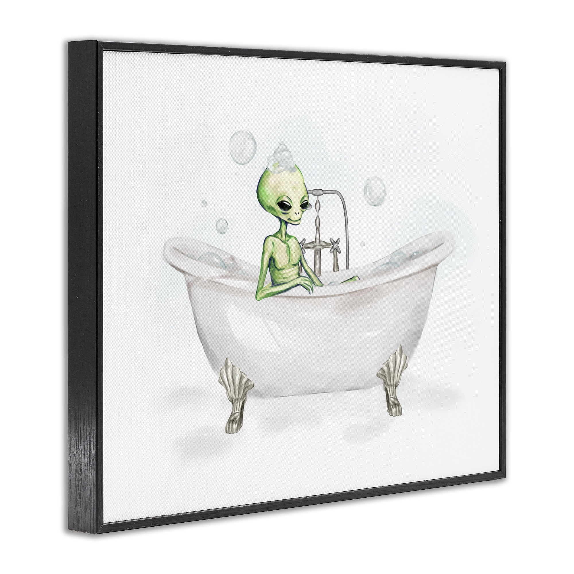 Stupell Industries Alien Bubble Bath Typography Painting Black Framed Art Print Wall Art, 30 x 24
