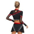 thumbnail image 2 of Aislor Womens 2 Piece Long Sleeve Cheerleading Outfits Crop Tops With Dance Skirt For Rave Dancewear Red XL, 2 of 7