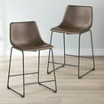thumbnail image 1 of Modern Bar Stools Set of 2, Counter Height Stools with Ergonomic Backrest and Faux Leather Upholstery, Metal Legs for Kitchen Island or Home Bar, Brown, 1 of 5