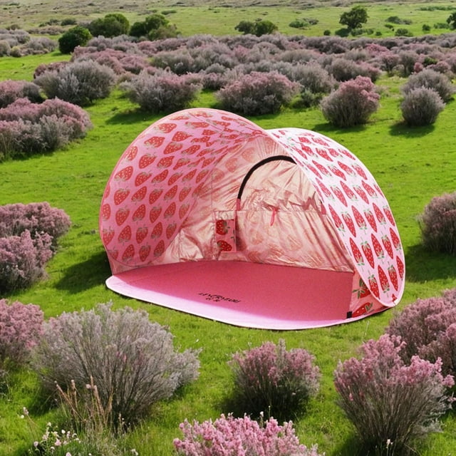 Tente d'Ombrage de Plage, Tente, Protection Solaire Légère Installation Facile Auvent Ombrage Instantané pour Parc, Randonnée, Extérieur Fraise Rose