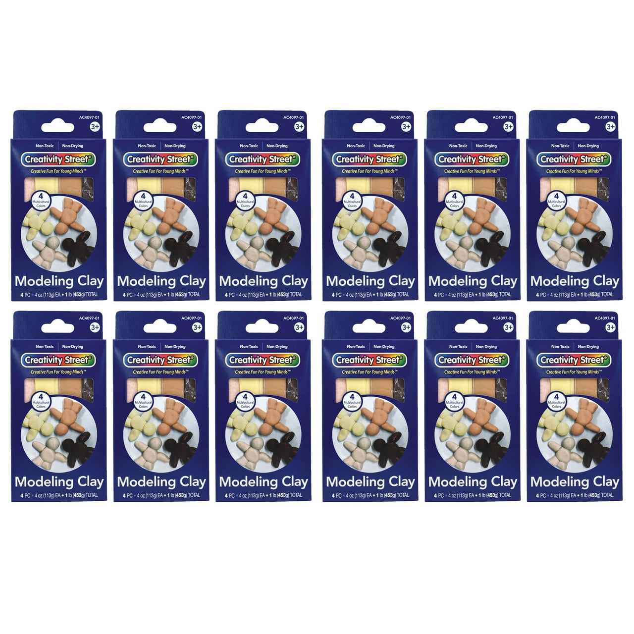 Creativity Street Modeling Clay, 4 Multi-Cultural Assortment, 1 lb/4 Sticks Per Pack, 12 Packs