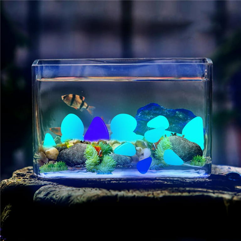 Colorful Glow in The Dark Pebbles Stones Rocks for Fish Tank Aquarium Garden Walkway, Size: 1, Green