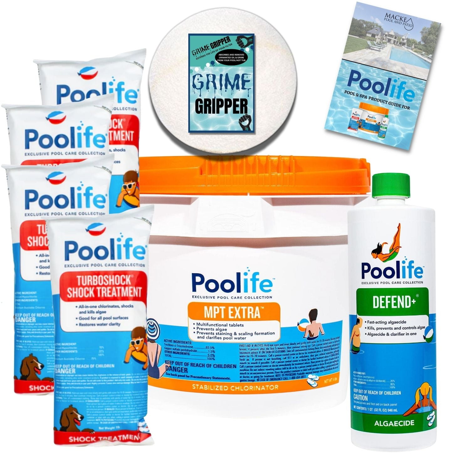 Pool Chlorine 3 Step Water Treatment System Including Poolife MPT Extra