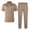 #194-Khaki, variant on Ceisia Men's Slim Fit Waffle Knit Half-Zip Polo Shirt & Pants Set | Spring Summer Casual Two-Piece Outfit Gifts
