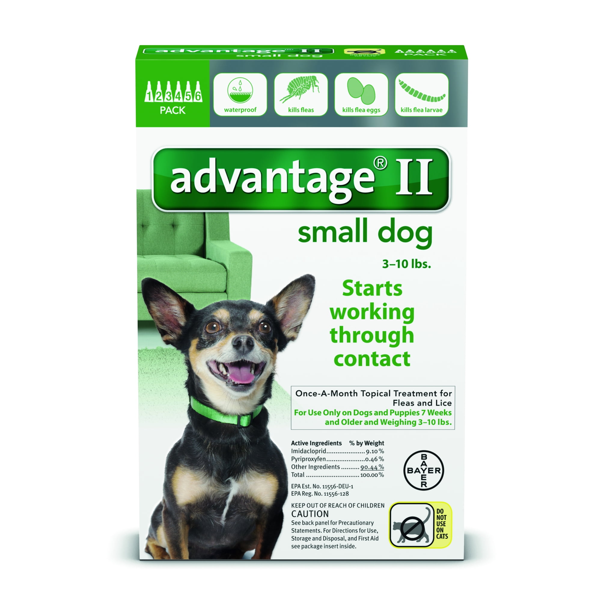 Advantage II Topical Flea Treatment for Small Dogs, 6 Monthly Treatments