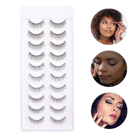 Yardwe Natural False Eyelashes Black Chemical Fiber 10 Pairs