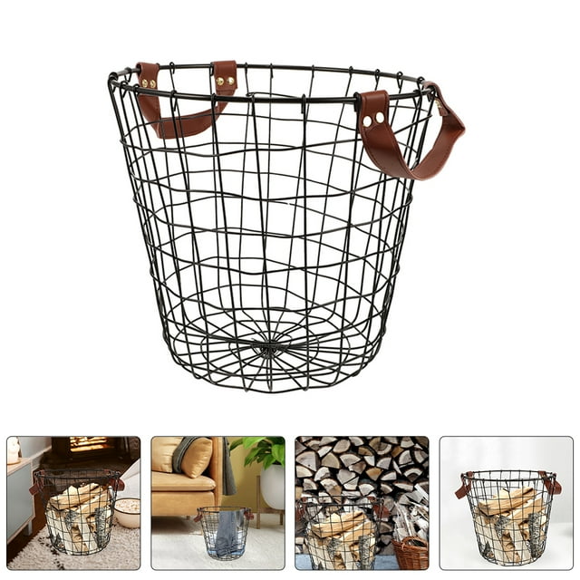 SHOWERORO Étagères à Bois de Chauffage Extérieures Panier Rond en Fil de Fer 1Pcs