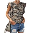 thumbnail image 4 of Women Crew Neck Short Sleeve Camouflage Print T-shirt With Pocket, 4 of 5