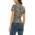 thumbnail image 3 of ATHLECHIC Chemisier d'Été pour Femme à Col Peter Pan, Boutonné à l'Avant, Blouse Vintage à Motif Floral, Haut m Noir, 3 of 7