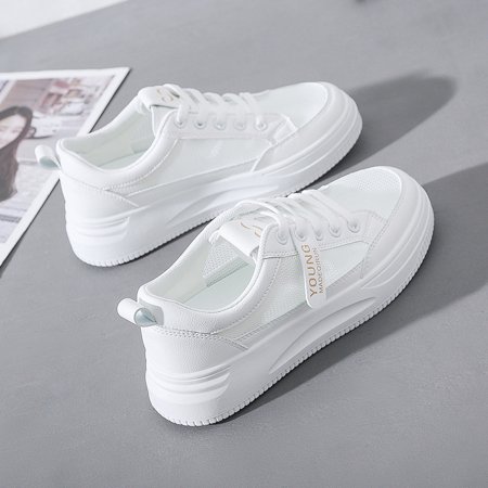 

White Shoes Women‘s 2024 Summer New Ins Korean-style All-match Casual Hollow Mesh Breathable Sole Women‘s Shoes QR03-1