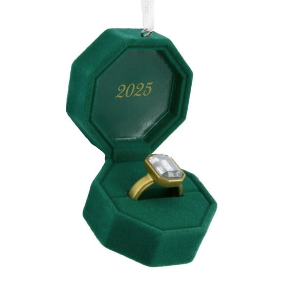 Hallmark Christmas Ornament (Engagement Ring in Green Box 2025), 1 Count