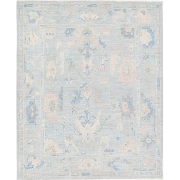 Hand Knotted Oushak Wool Rug - 8'4'' x 10'1''