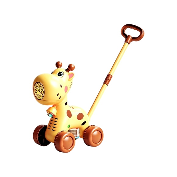 Automatic Bubble Machine, 2-in-1 Cartoon Push Bubble Car, Toddler Walker & Electric Bubble Machine with LED Lights, Interactive Outdoor Toy