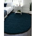 thumbnail image 2 of Unique Loom Solo Solid Shag Collection Area Modern Plush Rug Lush & Soft, 5' 0 x 8' 0 Oval, Navy Blue, 2 of 2