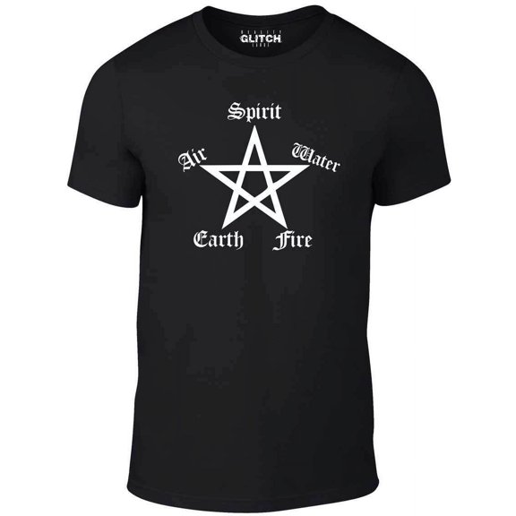 Reality Glitch Elements Pentagram T-Shirt – Symbolic Occult & Elemental Design Tee for Men
