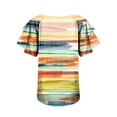 thumbnail image 5 of Hauts d'Été Grande Taille pour Femmes T-Shirt à Col en V Tendance pour Femmes T-Shirt Décontracté à Manches Courtes Imprimé à Volants Double Couche T-Shirt à Manches Courtes T-Shirt à Col en V pour Femmes en Liquidation, 5 of 5