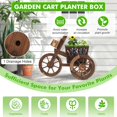 thumbnail image 4 of SOPTY Wood Cart Garden Planter Pot w/3 Wheels Barrow Wagon Flower Barrel Outdoor Decoration for Patio Lawn Backyard-1Pcs, 4 of 9