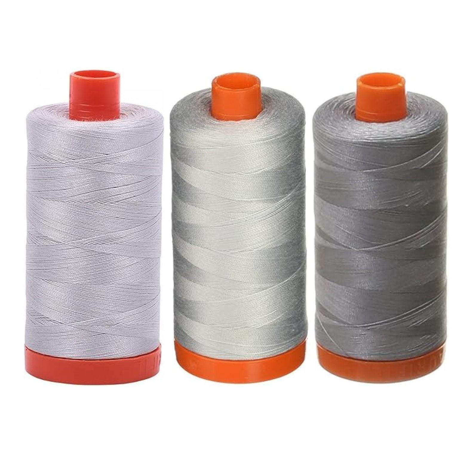 Mako Cotton Thread 3-Pack - 50WT - 1422yd Spools - Grey Solid - Long Staple Egyptian Cotton - Mercerized for Strength & Smoothness