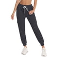 thumbnail image 1 of QAFOPEH Women Drawstring Waist Pocketed Solid Color Casual Workout Jogger Pants, 1 of 7