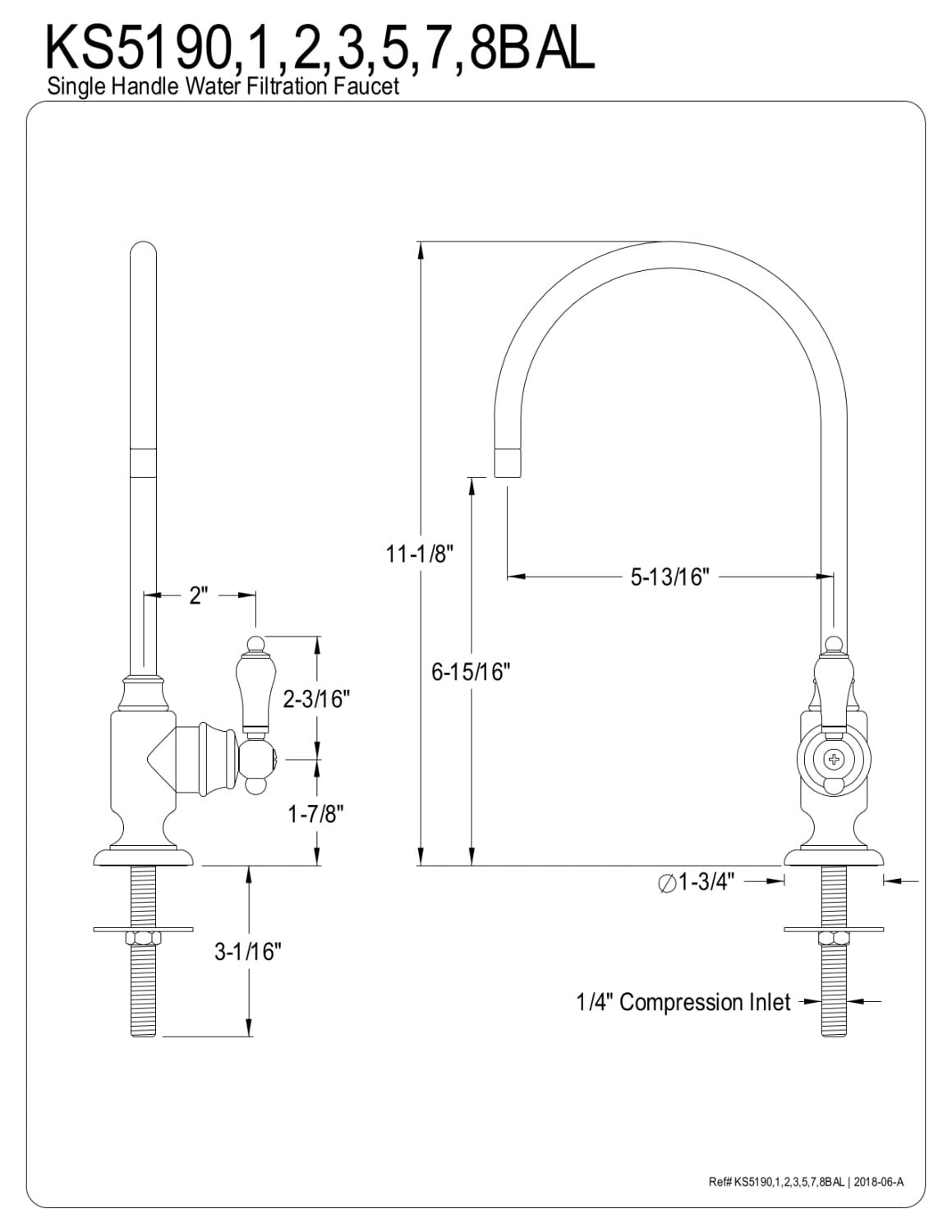 Kingston Brass KS5191BAL Heirloom Single-Handle Water Filtration Faucet, Polished Chrome
