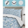thumbnail image 4 of Blue Flowers Twin Size Down Alternative Comforter, Lightweight Comforter Quilt Bedding Set with Pillow Shams Farmhouse Botanical White Floral Leaves All Seasons Bed Comforter Duvet Insert 68"x86", 4 of 7