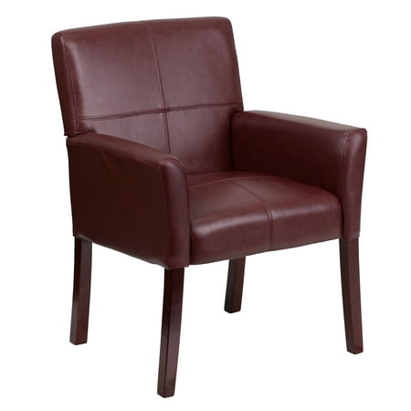 - A Line Furniture Burgundy Leather Executive Office side Chair with Mahogany Finished Legs