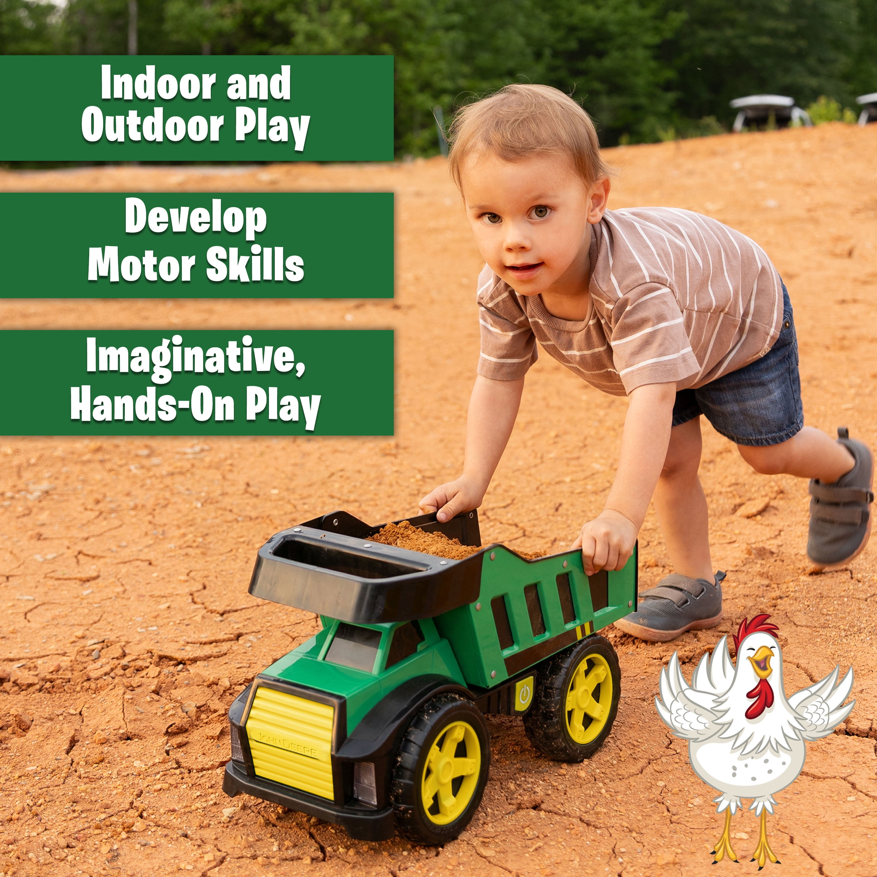 John Deere 16" Metal Dump Truck with Lights & Sounds, Children Ages Ages 3
