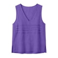 thumbnail image 4 of ClodeEU Women's Linen Blend V Neck Pleated Sleeveless Tank Top, Solid Color Casual Blouse Purple,Women's Plus M, 4 of 7