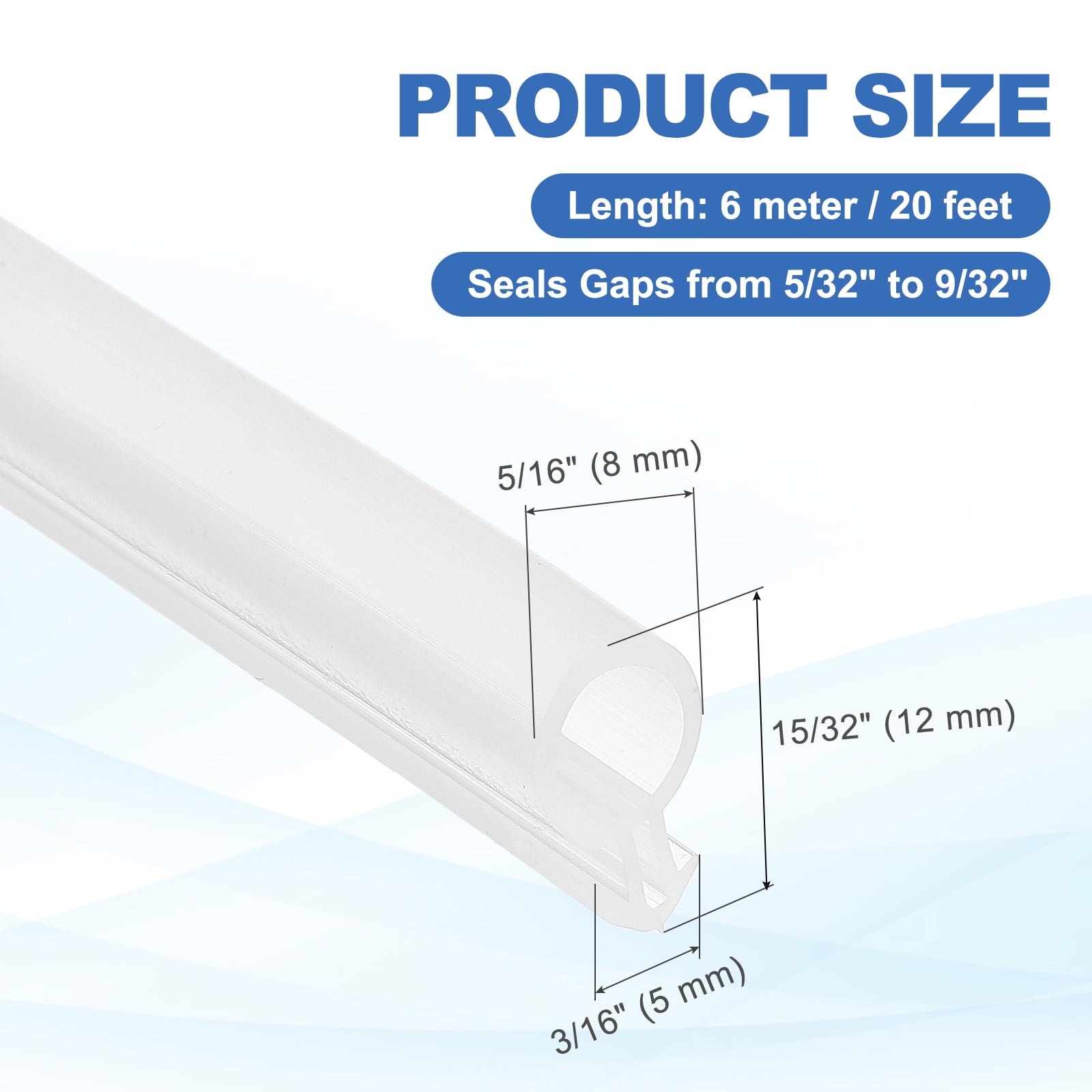 Weather Stripping Door Seal, 32.8FT 5/16" Wide Kerf Mount Weatherstrip