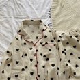thumbnail image 4 of Long Sleeve Pajama Set Milk Fiber Breathable Cute Soft Button Down Sleepwear for Women, 4 of 7