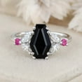 thumbnail image 3 of Unique Coffin Cut Lab-Created Black Onyx & Diamond, Ruby Engagement Ring in 925 Sterling Silver – Distinctive Wedding Ring, Perfect Bride Gift Fine Jewelry, 3 of 5