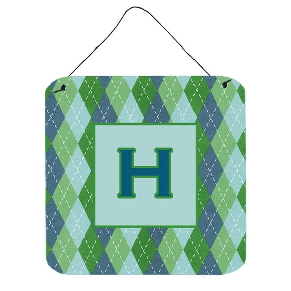 Letter H Initial Monogram - Blue Argoyle Wall or Door Hanging Prints