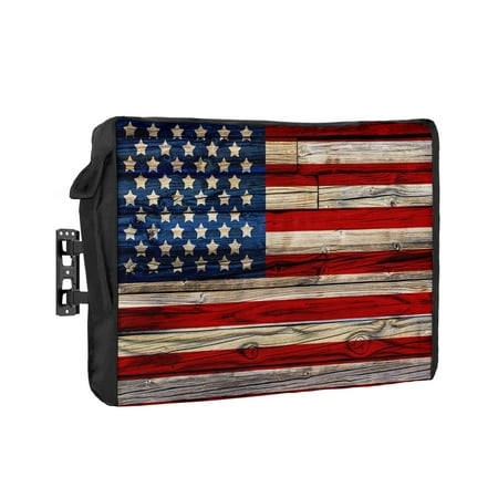 American Flag Outdoor Tv Cover 52 To 55 Inch, Red Striped Blue Star Waterproof And Weatherproof Tv Covers Tv Display Protectors For Outside Flat Screen Tv 52x30x4.5In