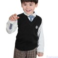 thumbnail image 2 of Fozruso Boys Knitted Sweater Vest V-Neck Sleeveless Knitwear Layering Sweater School Uniform,Black, 2 of 6