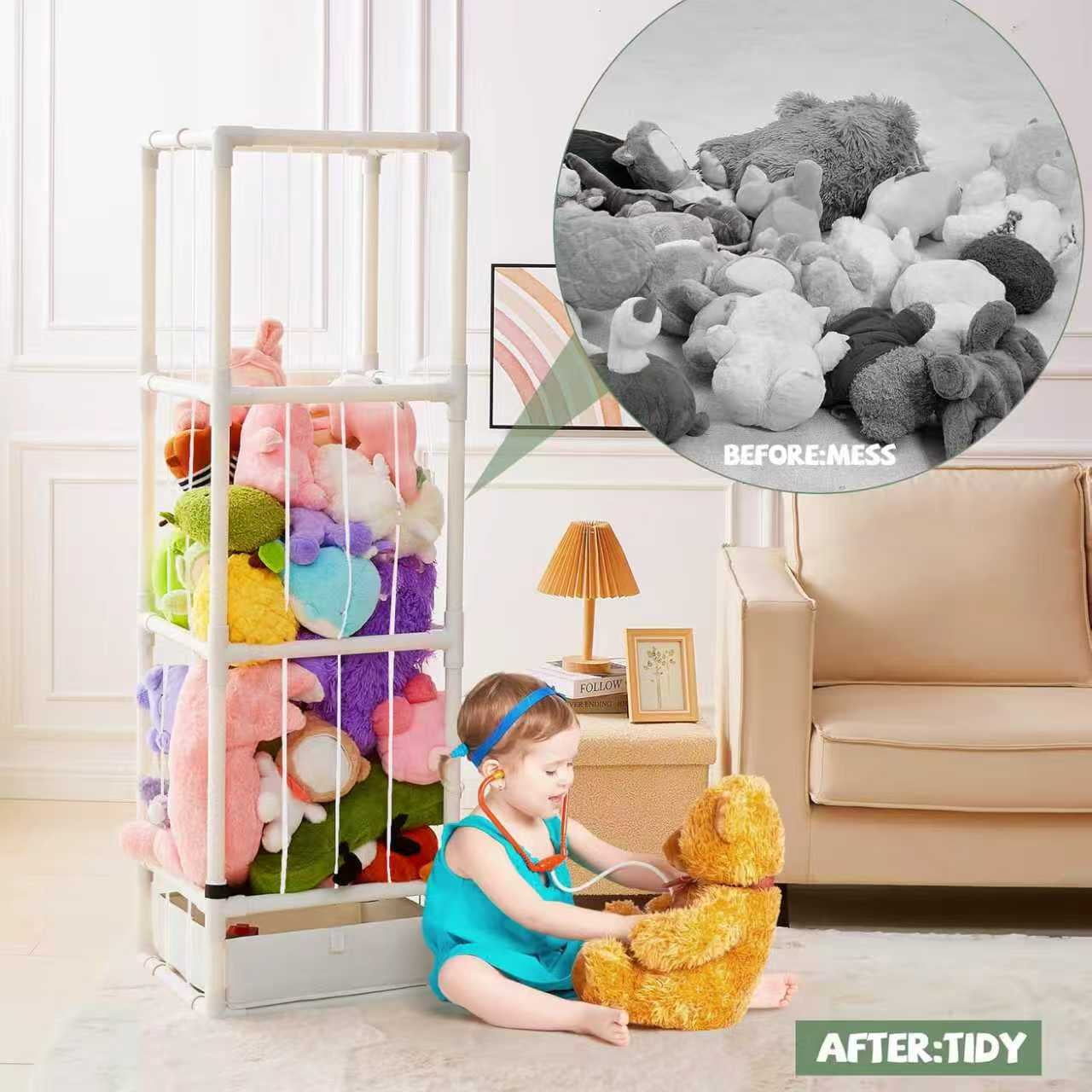 Stuffed Animal Zoo Storage Organizer PVC Large Plushie Holder for Toddler Room Playroom Aesthetic Nursery Furniture Toy Display Extra-large Capacity Design