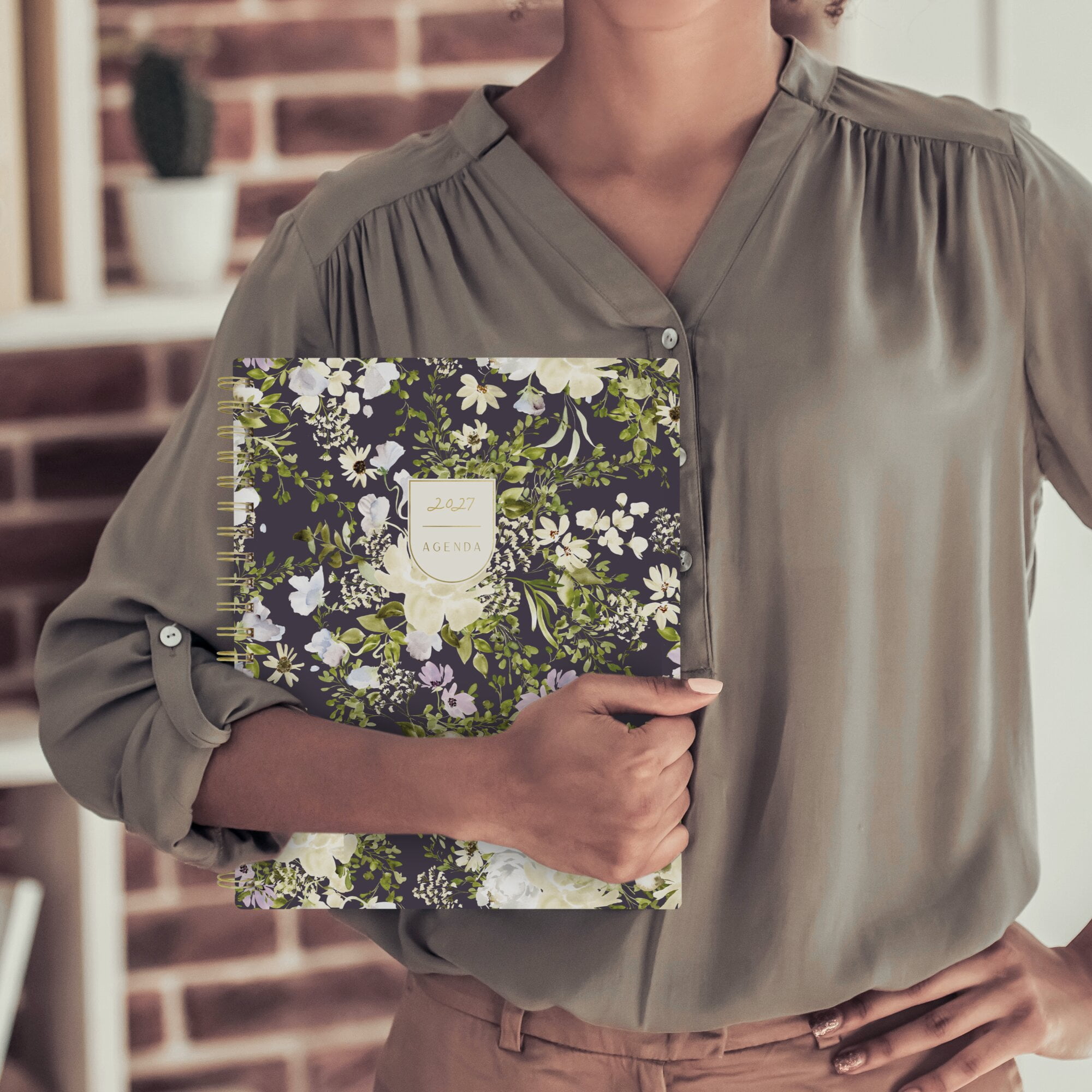Leah Bisch for Mead Cambridge 2027 Weekly Monthly Planner Peony Garden Large 8
