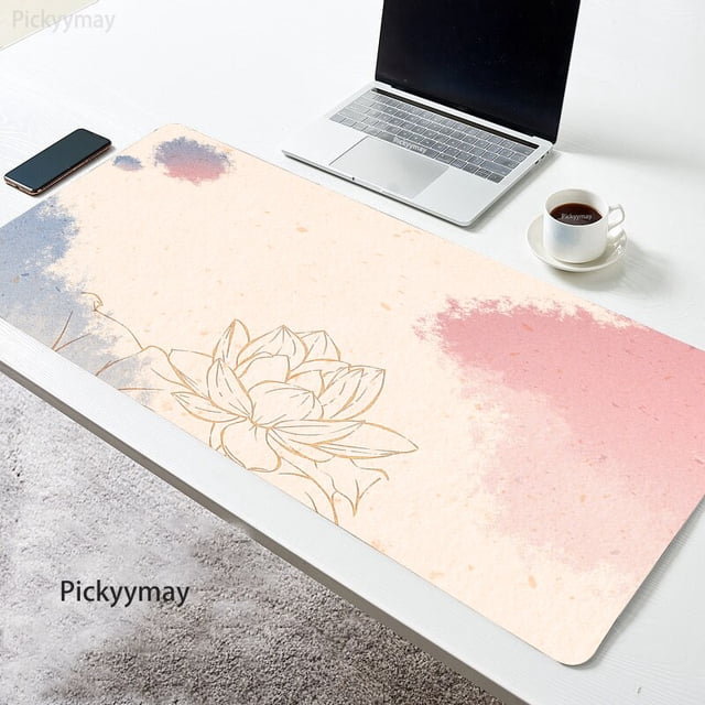 Alfombrilla de ratón antideslizante con diseño de flor de loto para videojuegos, alfombrilla de goma para ordenador portátil, oficina y hogar, tamaño de 90x40cm, XXL LIUWENJING unisex
