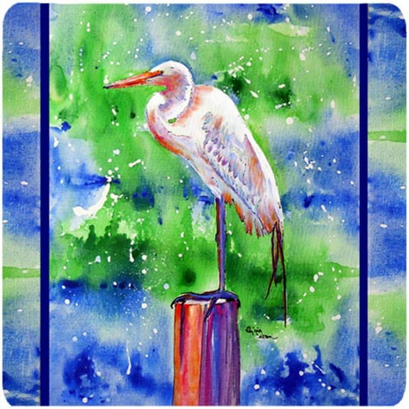 Bird - Egret Foam Coasters - Set Of 4, 3.5 x 3.5 In.