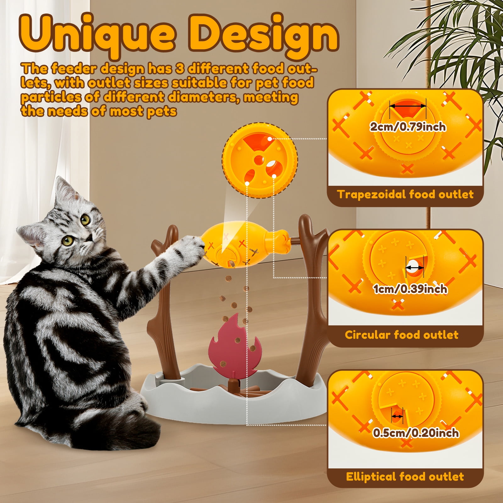 Cat Treat Dispensing Slow Feeder with 3 Dispensing Holes Interactive Cat Treat Dispenser Toy Enrichment Interactive Stimulation Toy for Kitten