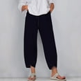 thumbnail image 2 of Timegard Plus Size Pants for Women Elastic Waist Solid Color Comfy Fall Casual Crop Pants with Pockets, 2 of 5
